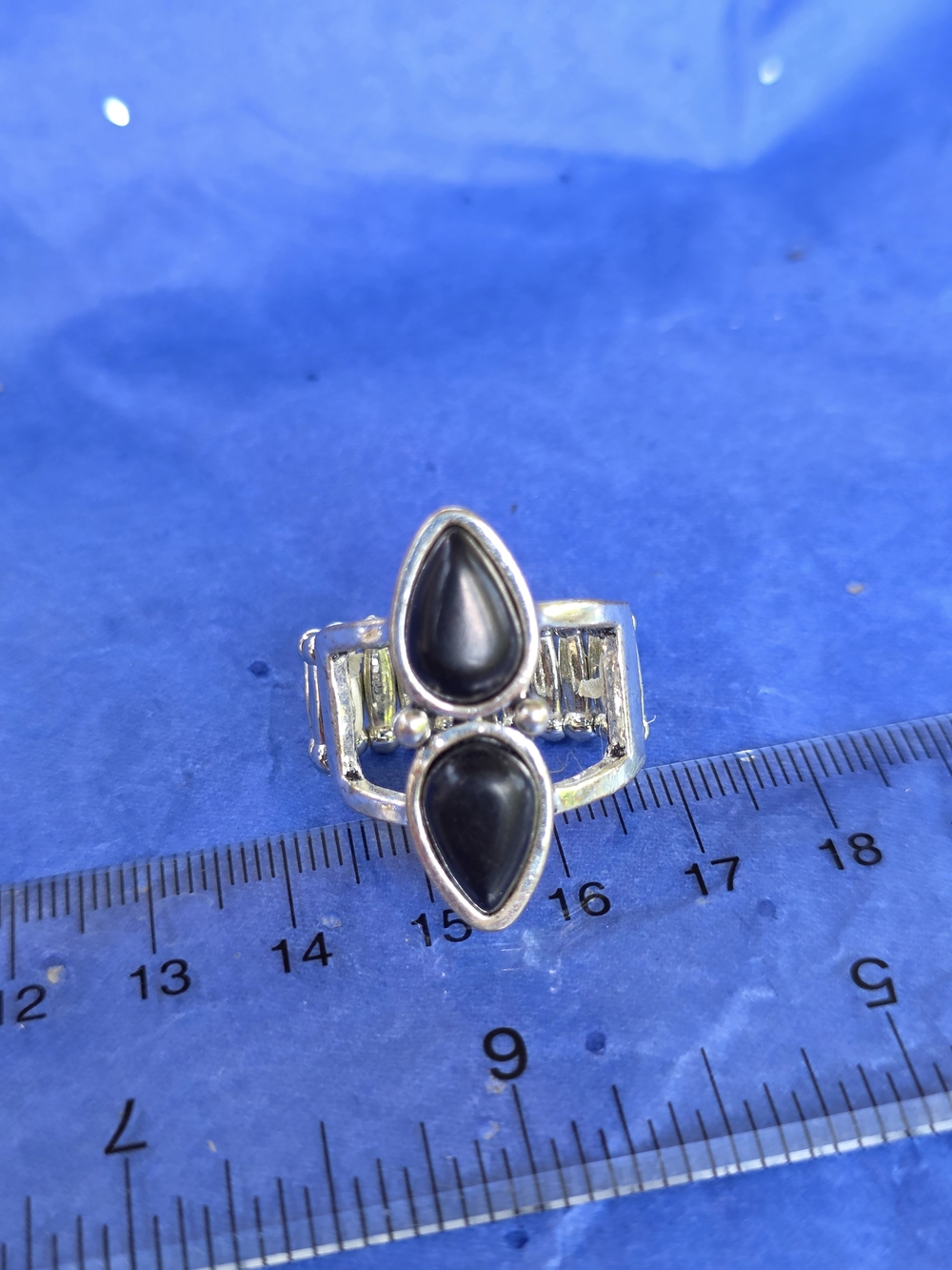 paparazzi Black Teardrop Double Stone Silver Ring J18